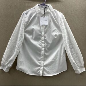 Giorgio Grati Italian Luxury Blouse,100% Cotton, Front Buttons, Sz 50EU/US18
